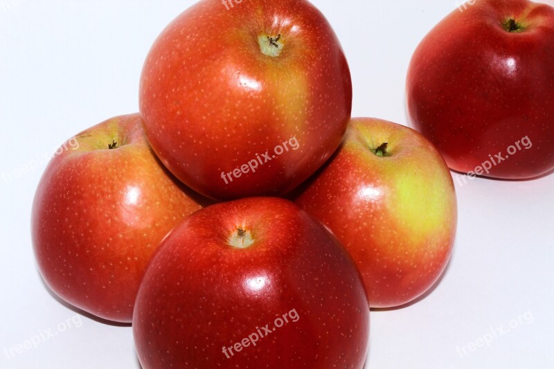 Apples Apple Fruits In A Row Red