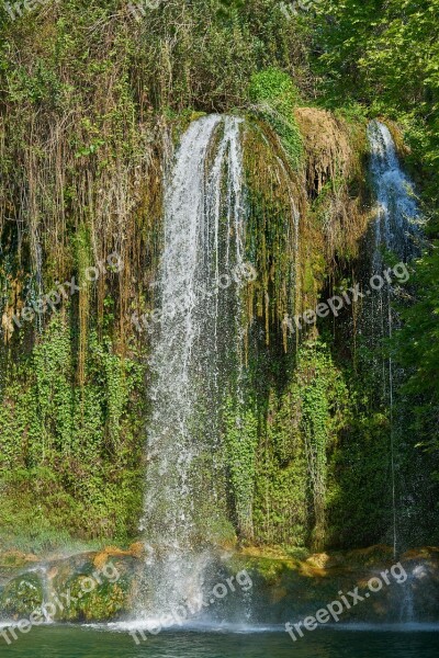 Nature Waterfall Rocks Green Beautiful