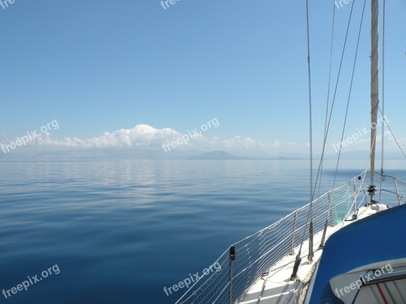 Boat Sea Blue Greece Water