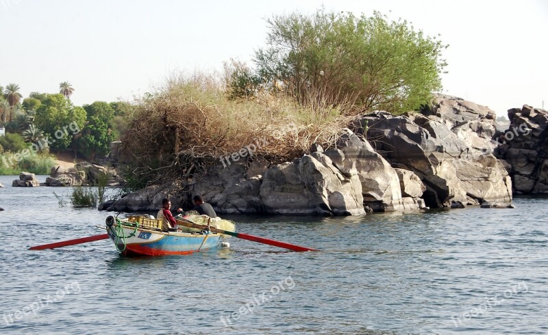 Egypt Nile Aswan Fisherman Cataract