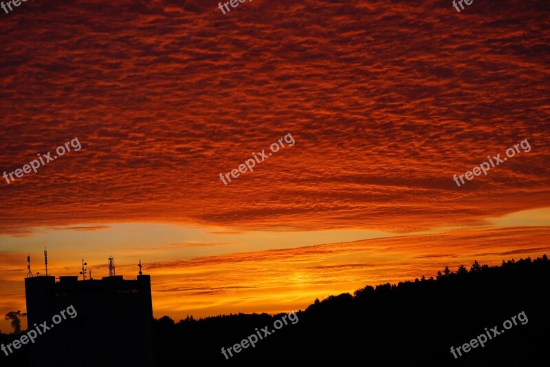 Sunset Sky Glow Red Afterglow