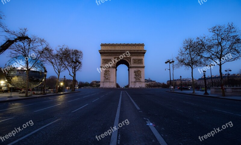 Paris Triumphal Arch Champs-elysees Monument City