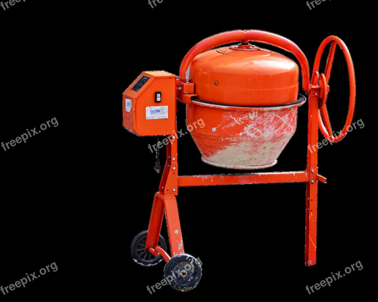 Mixer Concrete Mixer Orange Construction Isolated