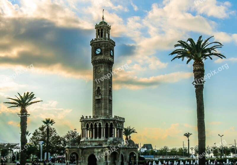 Historical Works Clock Tower Turkey Izmir Architecture