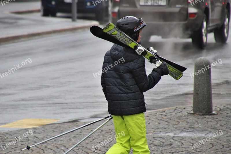 Skier Skis Street Sports Ski