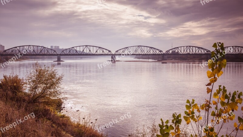 Poland City River Riverscape Waterscape