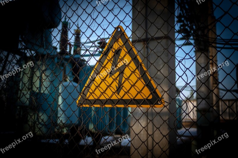 Sign High Voltage Warning Electricity Attention