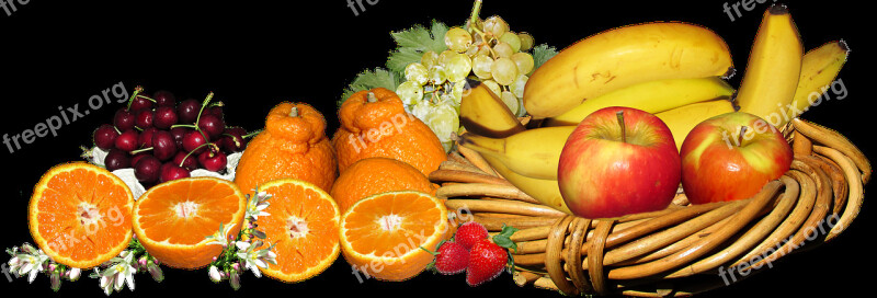 Fruit Basket Food Oranges Bananas