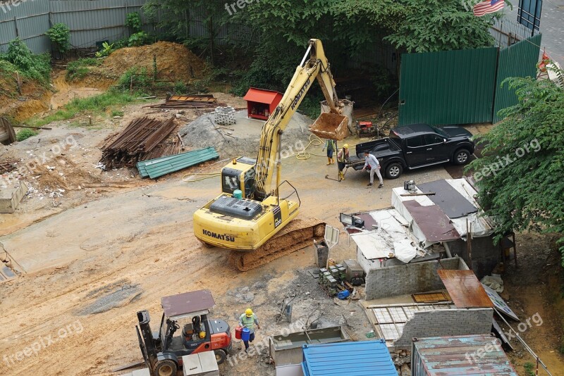 Construction Site Asian Real Estate Development Muddy Ground Equipment Construction