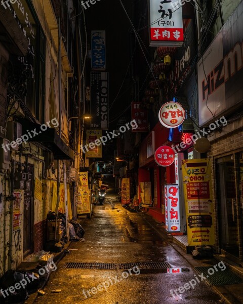 Street Korea Seoul Night Neon