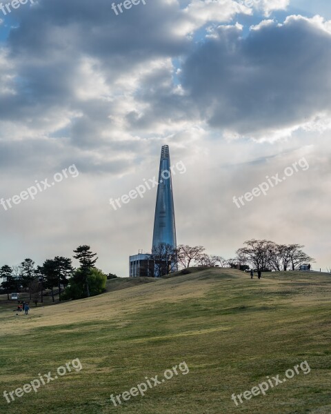 Lotte Tower Seoul Korea Cloud Sky