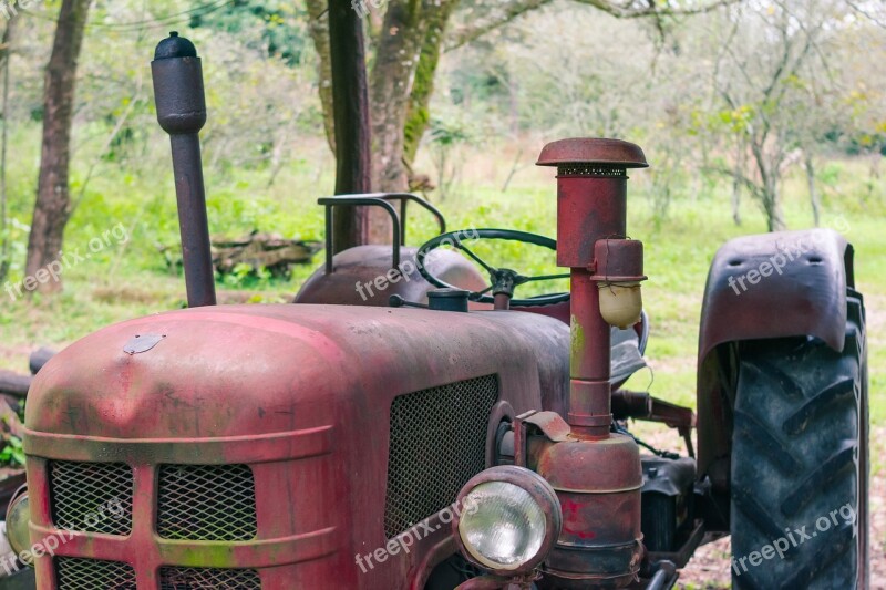 Tractor Red Vehicle Transport Retro