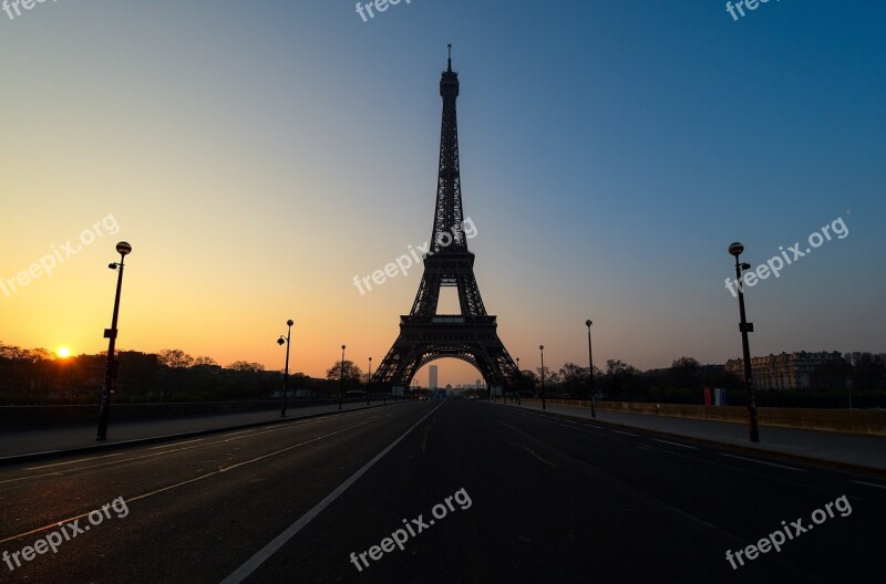 Eiffel Tower Paris Bridge Sunrise Aurora