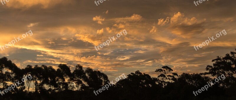 Sunset Sky Orange Grey Clouds