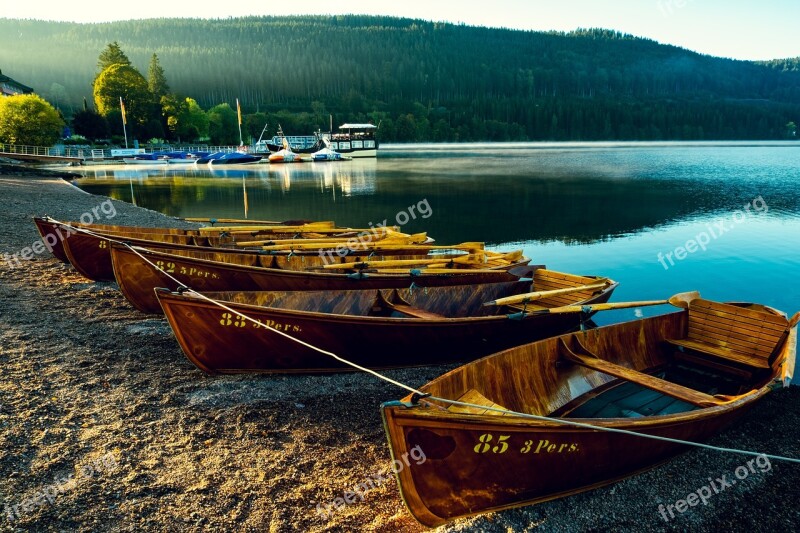 Lake Landscape Sunrise Holiday Boat