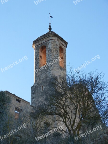 Church Ruin Bell Tower Dusk Magic