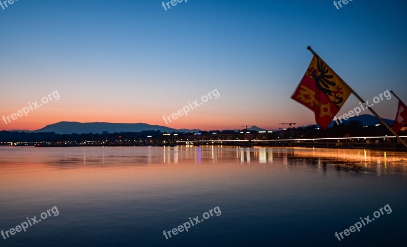 Aurora Geneva Lake Flag Landscape