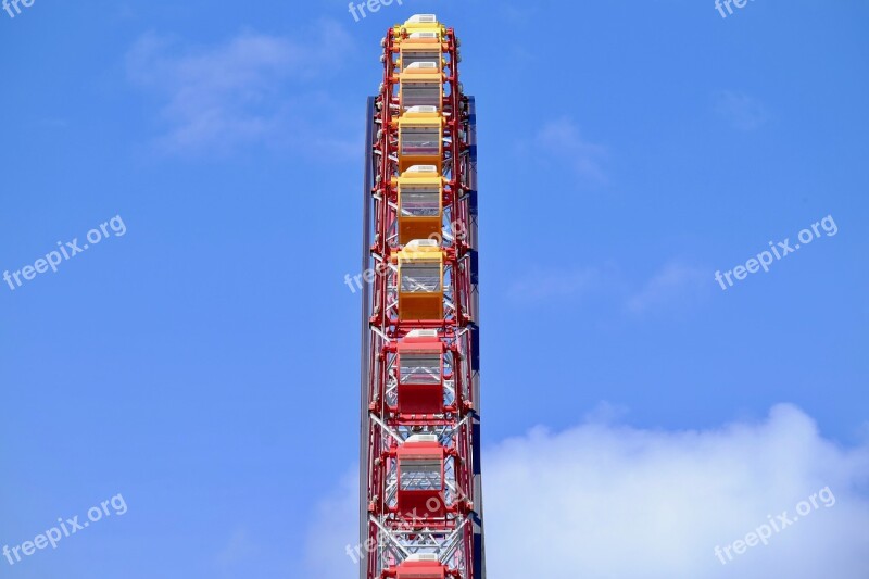 Ferris Wheel Blue Sky Going Down Play Amusement