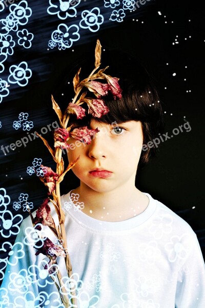 Boy Flower Baby Collage Portrait