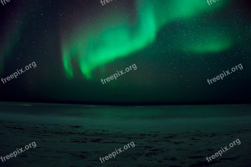 Aurora Borealis Beach Stars Norway Winter