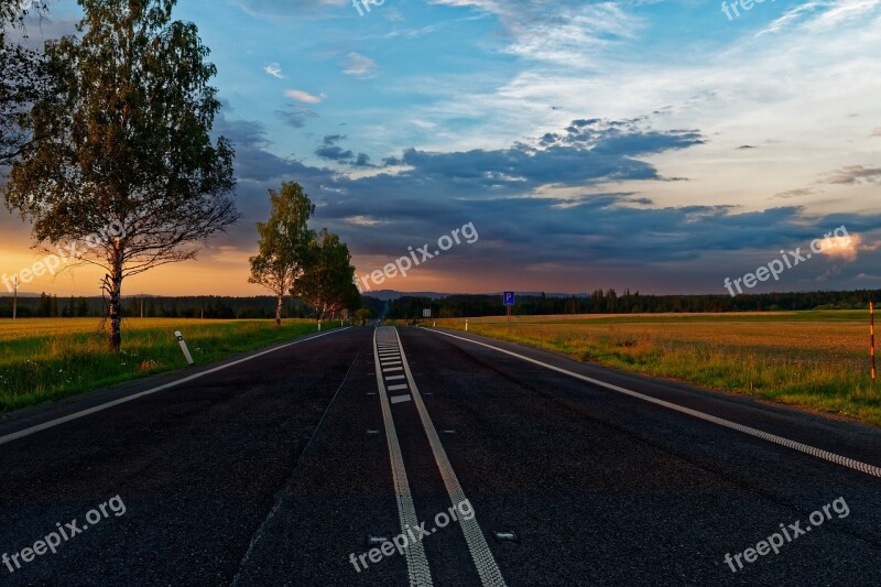 Path Limit The Sky Clouds The Lines On The Road