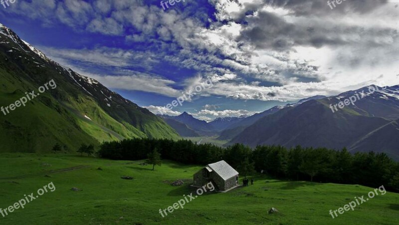 Mountains Clouds Landscape Sky Nature