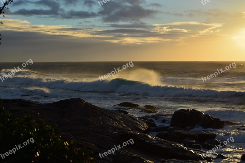 Sunrise Ocean Waves Sea Water