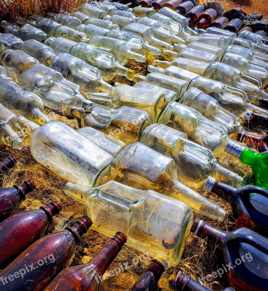 Glass Bottles Organized Geometry Shapes