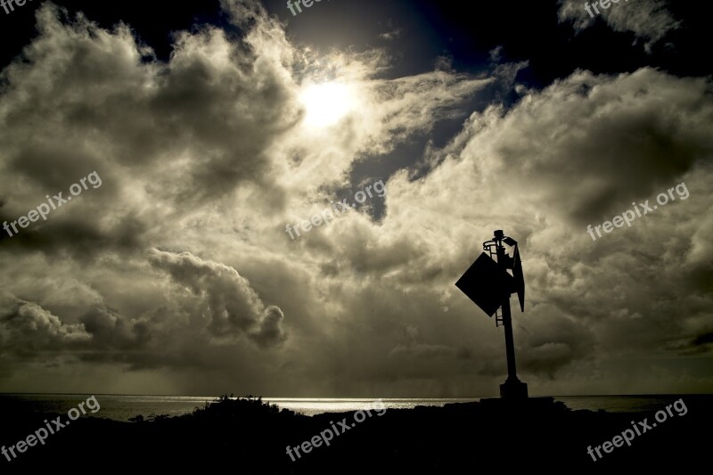 Sky Clouds Silhouette Weather Station Sunset