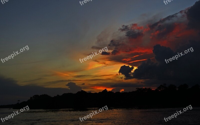 Sunset River Black River Amazon Brazil