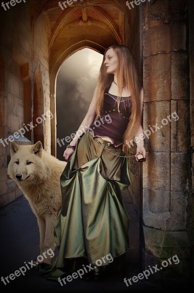 Woman Human Wolf Animal Castle