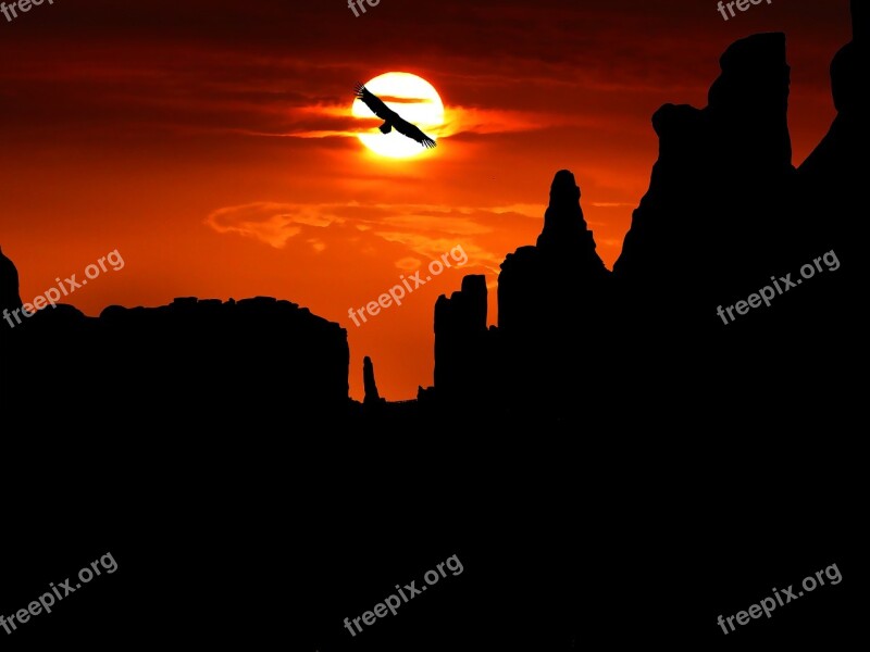 Sunset Silhouette Mountain Park America