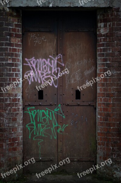 Door Derelict Abandoned Graffiti Prison