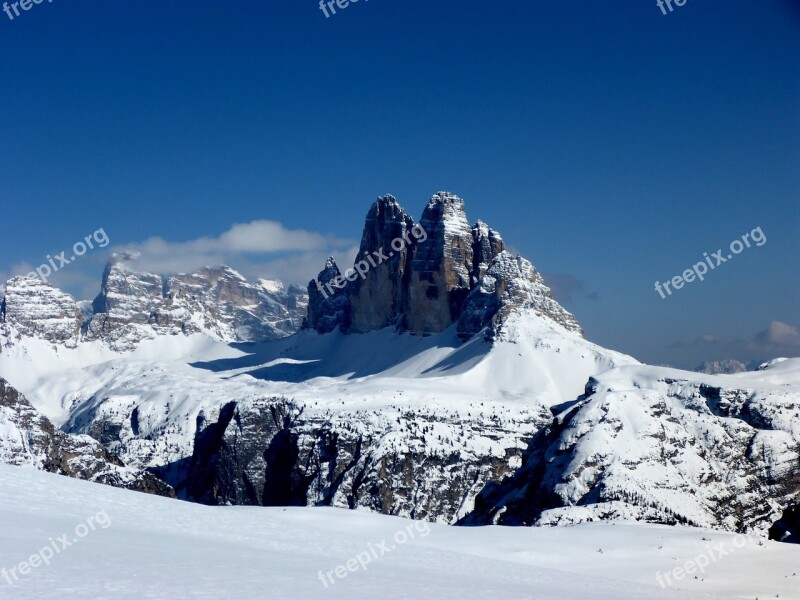 Drei Zinnen Winter Sudtirol Outdoors Landscape