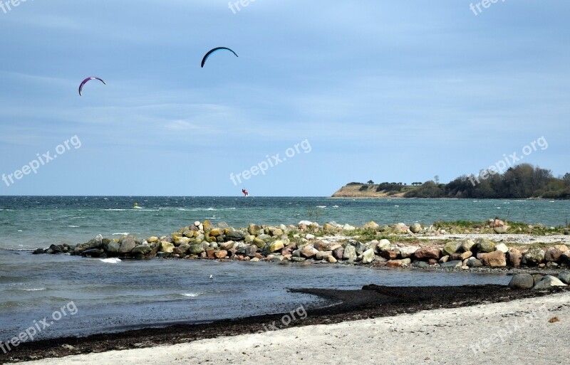 Sea Beach Sport Kite Surfing Baltic Sea