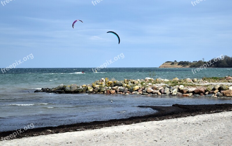 Water Beach Baltic Sea Water Sports Kite Surfing