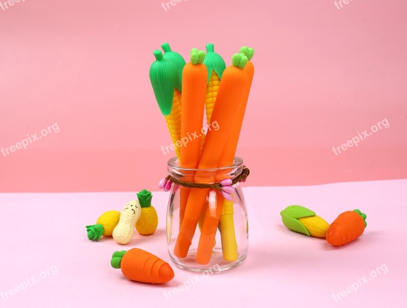 Carrot Pen Pen Glass Corn Pen Pink