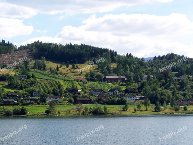 Norway Fjord Landscape Nature Panorama