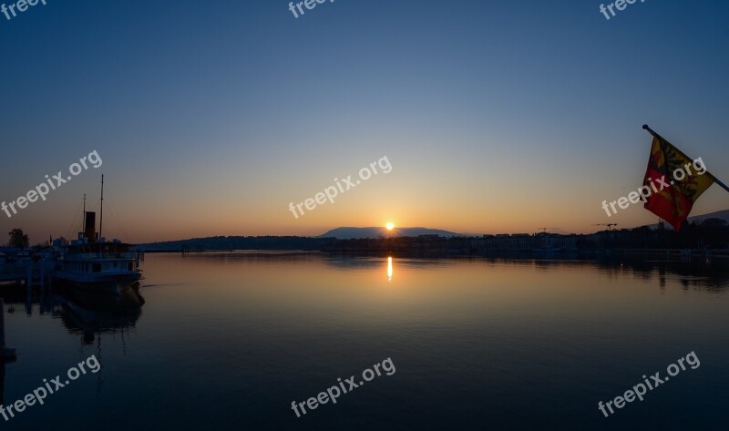 Sunrise Lake Reflection Boat Flag