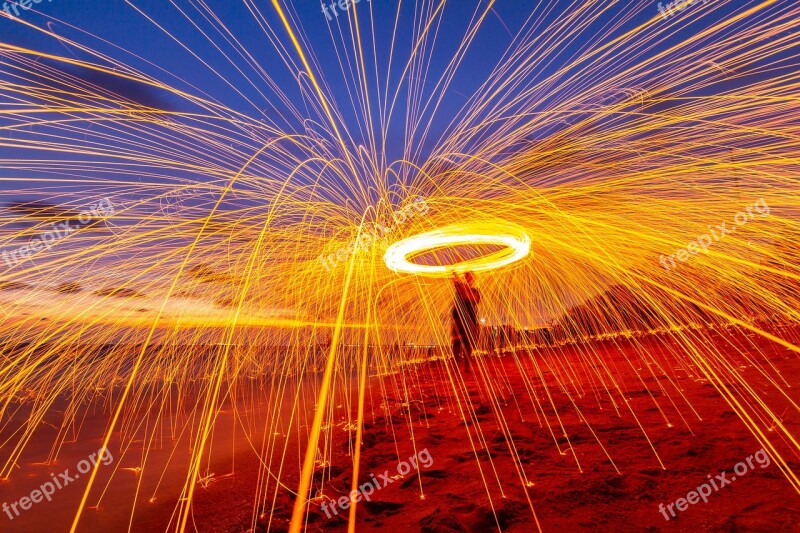 Steel Wool On The Rock And Beach Free Photos