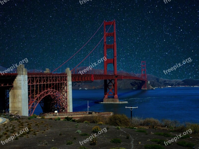 Bridge Night Sky Star America