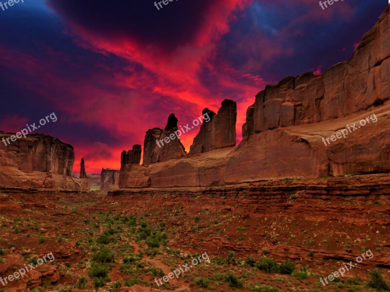 Sunset Park America Mountain Nature Landscape