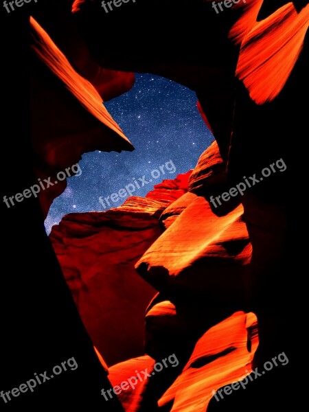 Nature Antelope Canyon America Night Star Sandstone