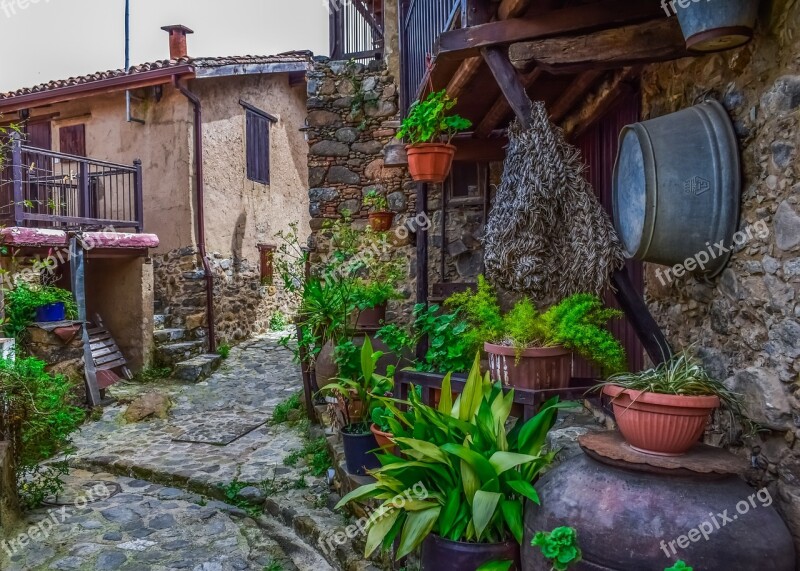 Cyprus Kakopetria Village Street Architecture