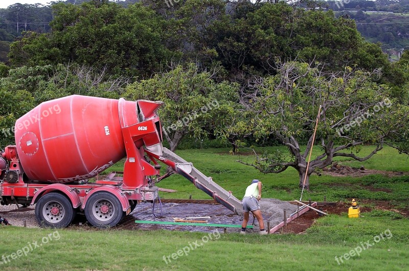 Concrete Mixer Pouring Foundation Work