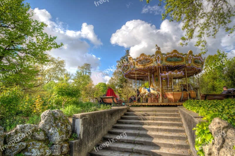 Park Bordeaux France Carousel Sunny