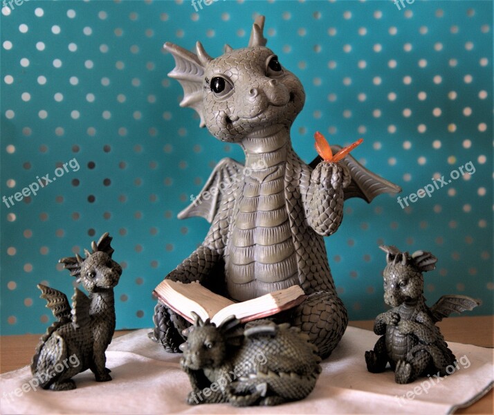 Dragon Family Read Scale Decoration Dragon's Children Butterfly