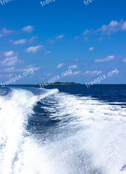 Sea Clouds Wake Ocean Sky