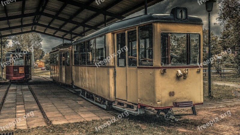 Tram Shelter Traffic Rails Historically