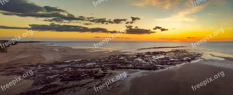 Sunset Lee Point Beach Darwin Australia Coastline